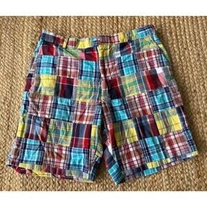 Men’s English Sports Shop Bermuda Shorts Size 36 Madras Patchwork Plaid Preppy